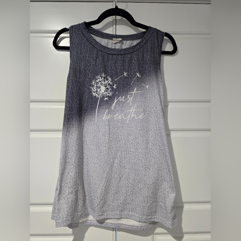 “Just Breathe” Ombré Tank • Size M • Dandelion Graphic